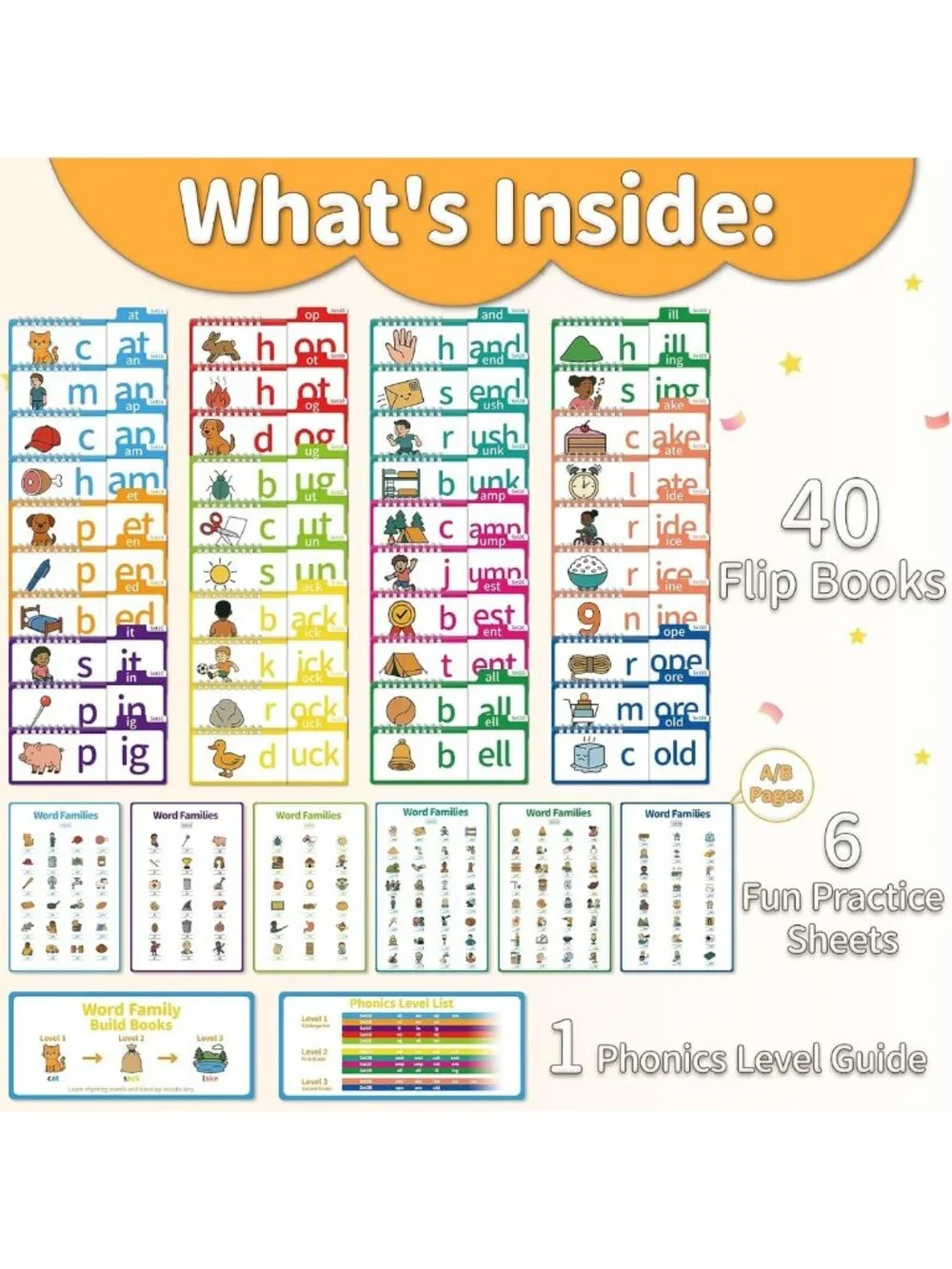 Engaging Phonics Flash Cards & Word Family Flip Books for Kids | Learn to Read